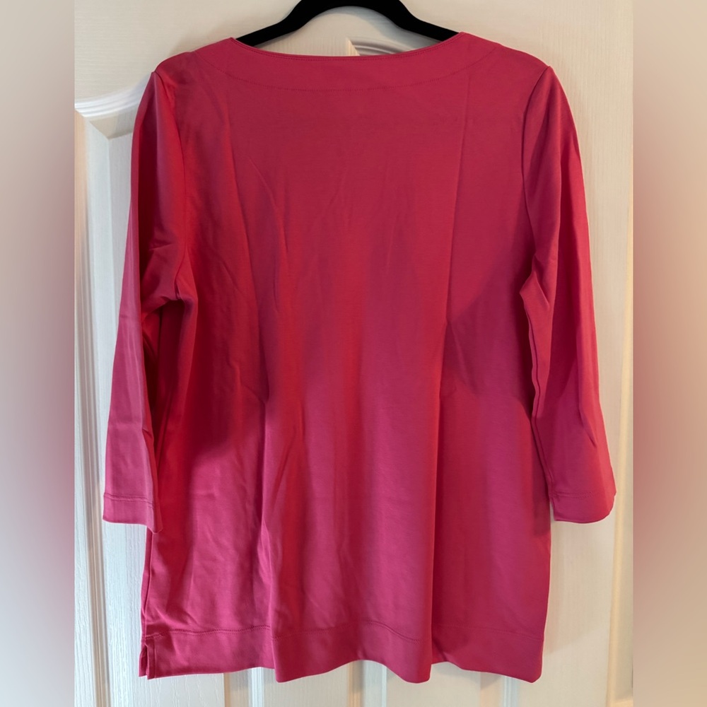 L.L. Bean Women's Vibrant Pink 3/4 Sleeve Top Size L - Picture 2 of 4